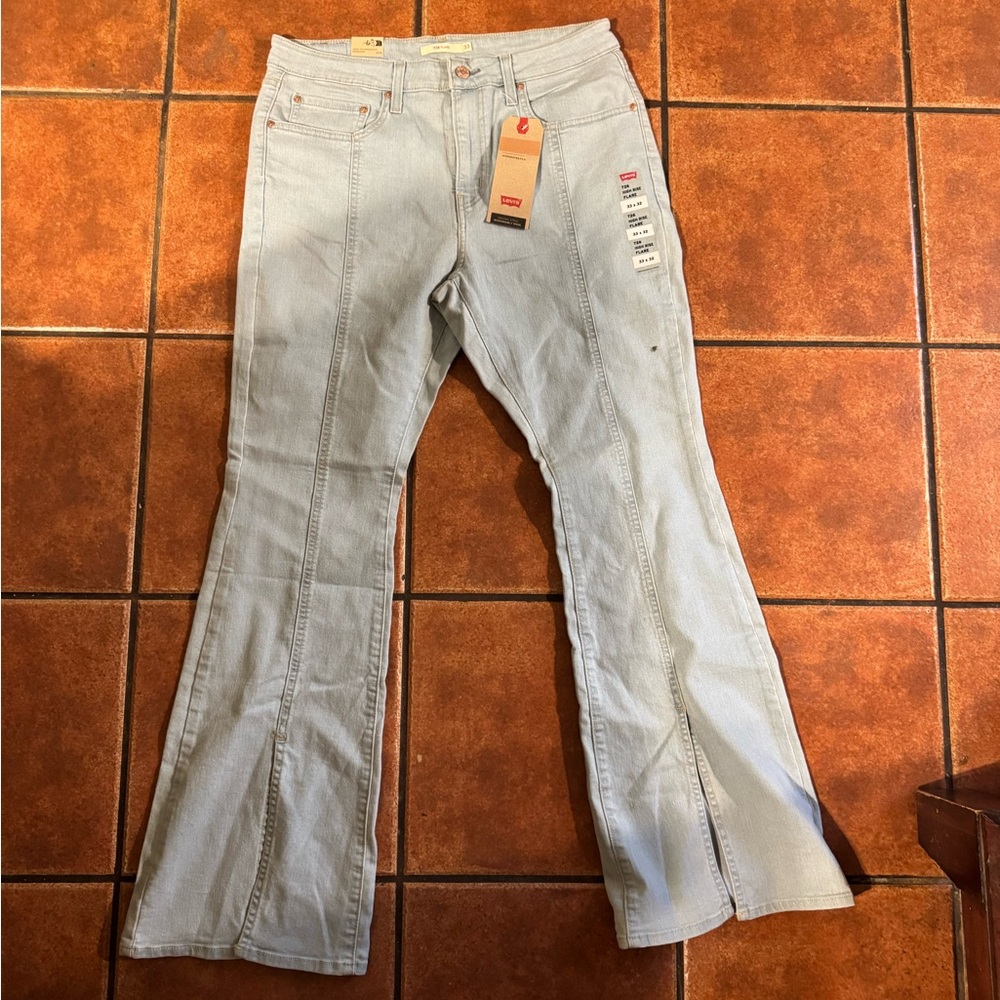 Levi's Blue Flare Wide Leg Jeans